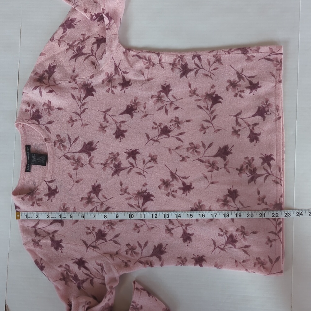 Sarah Spencer Lambswool Angora Rabbit Hair Floral Sweater MEDIUM Pink - Picture 8 of 9